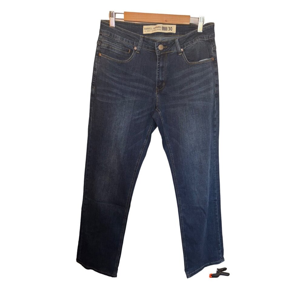 NWOT Barbell Apparel Relaxed Athletic Fit Jeans Size 30 Dark Wash Denim Stretch